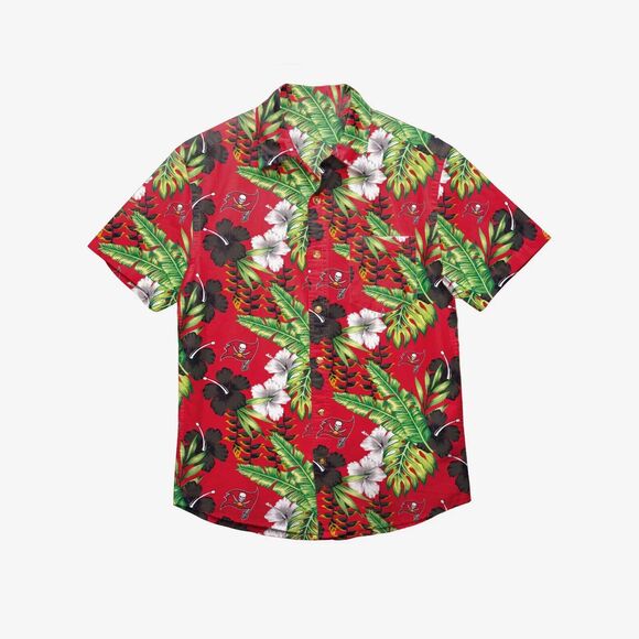 FOCO NFL Mens NFL Team Logo Floral Aloha Tropical Button Up Shirt Size 3XL - Picture 2 of 8